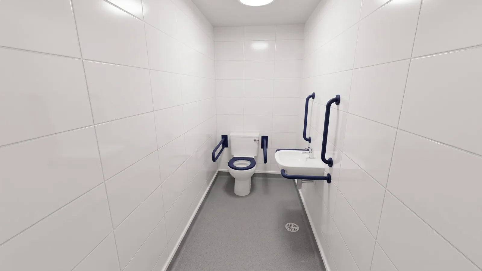 Final CGI, communal shower room, residential case study