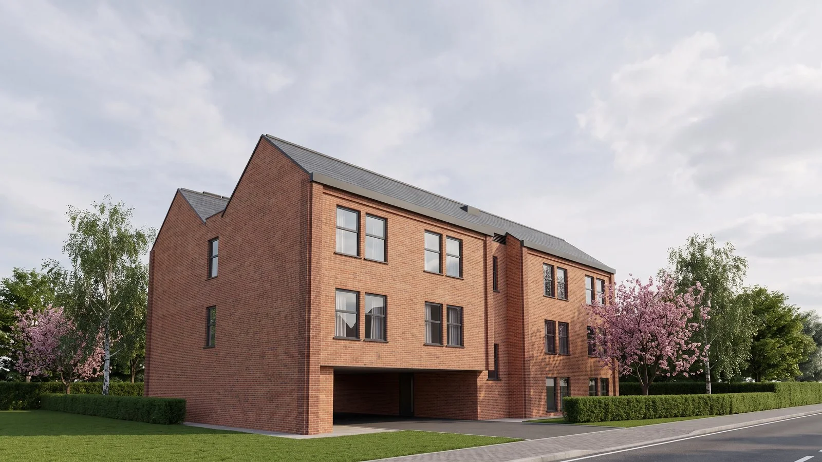 Final street-view CGI of a 14-apartment residential scheme in North West England