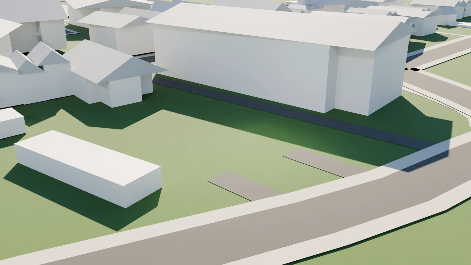 Aerial context comparison, Site today (model)